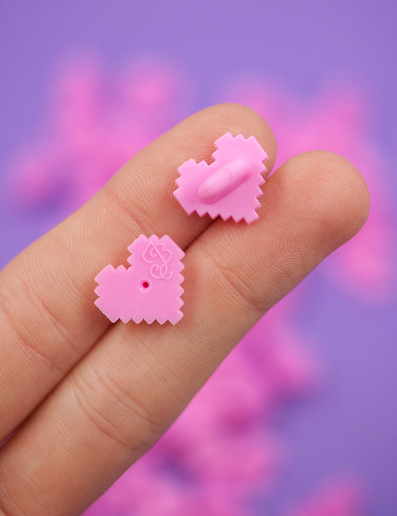 PIXEL HEART Shaped rubber pin backers