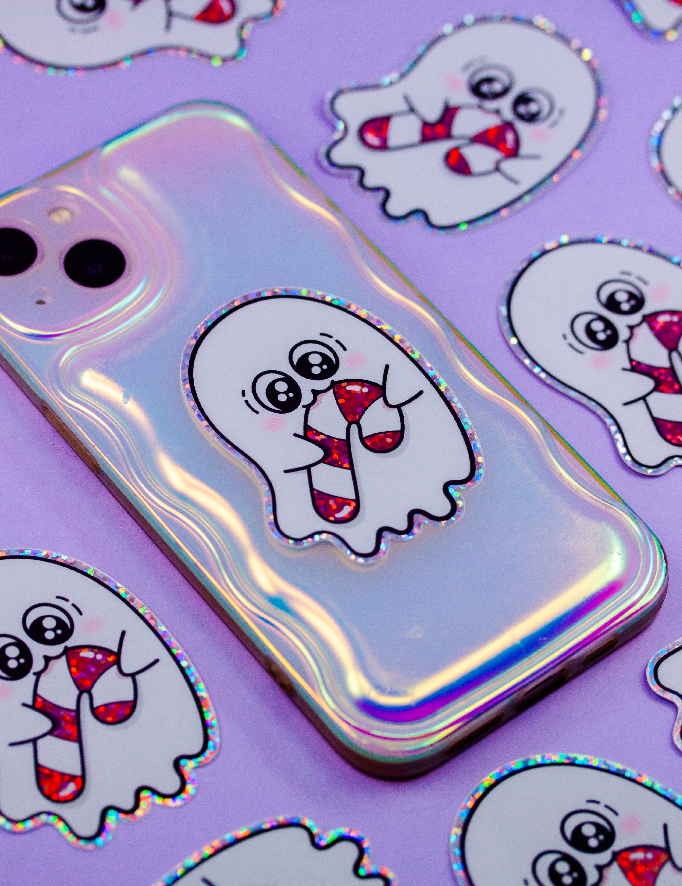 ✧ Ghost &amp; his candy cane Holo sticker ✧