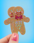 Gingerbread Bite me glitter sticker