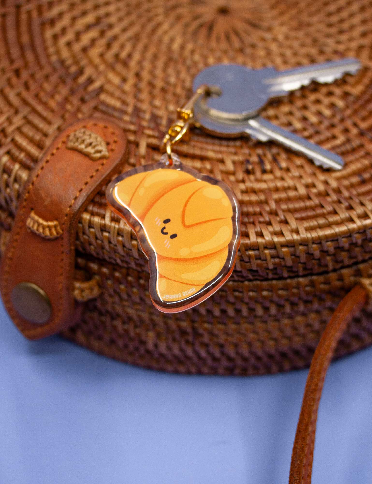 Porte-clés Mignon En Forme De Croissant Marron - Accessoire Esthétique Pour Sac, Trousseau De Clés Ou Décoration - 8