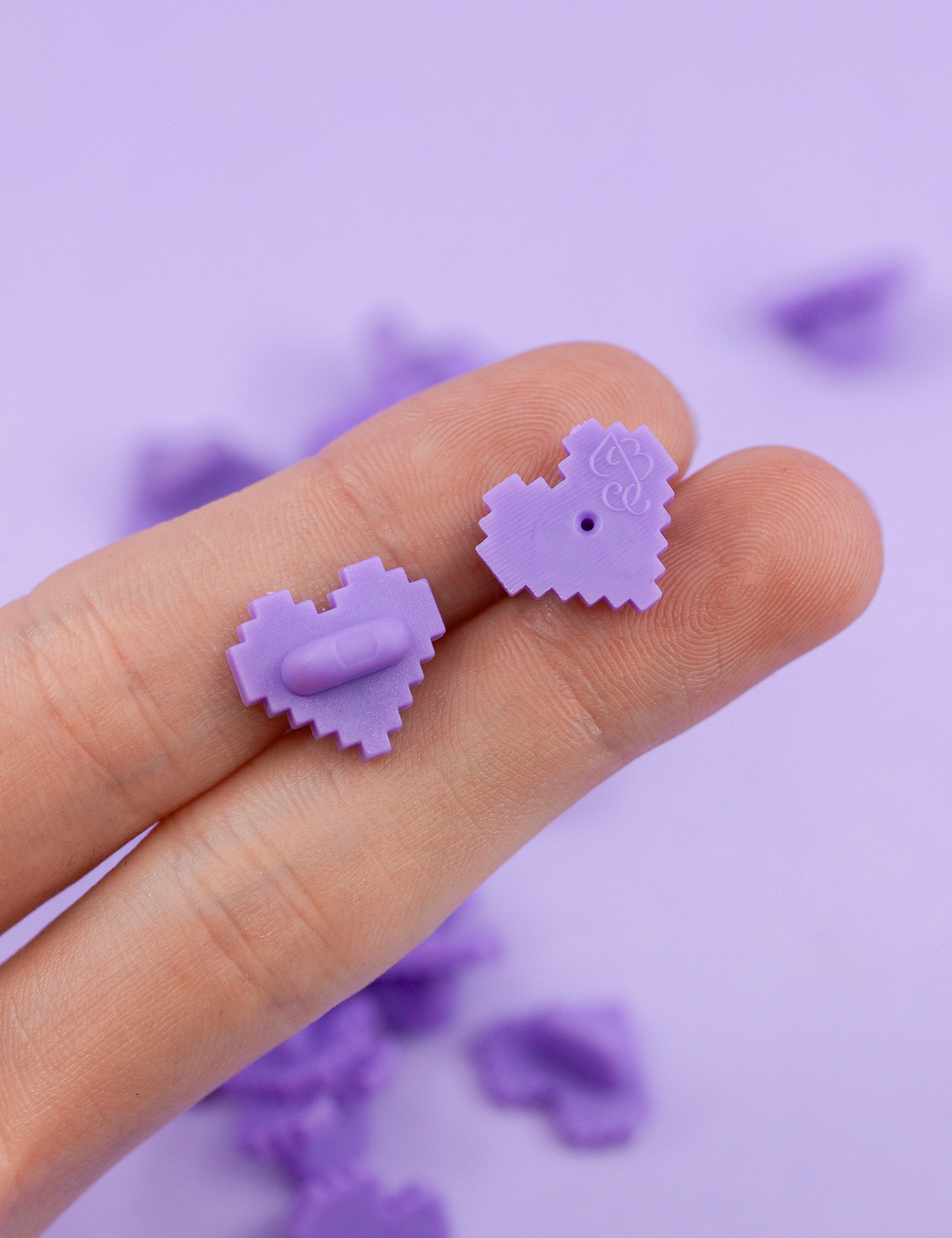 PIXEL HEART Shaped rubber pin backers