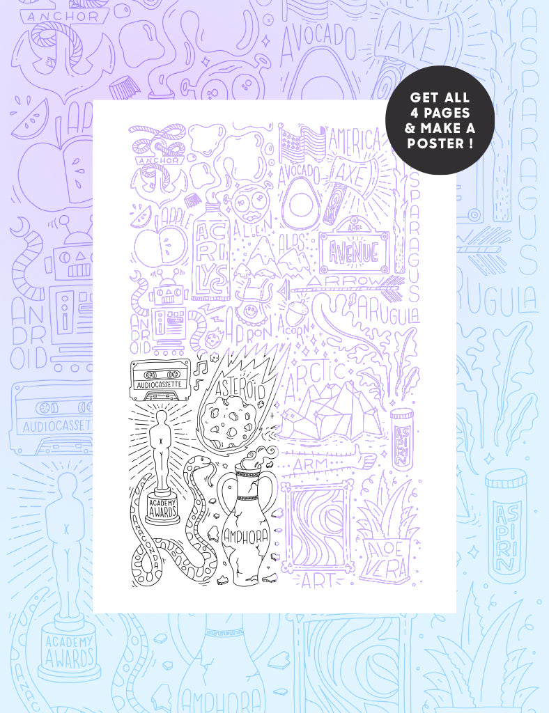 Letter A Colouring sheet - Part 3