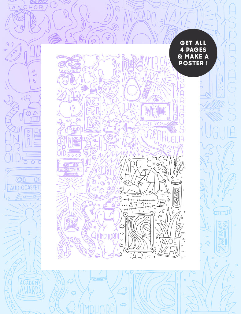 Letter A Colouring sheet - Part 4