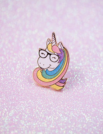 Geeky glitter unicorn pin