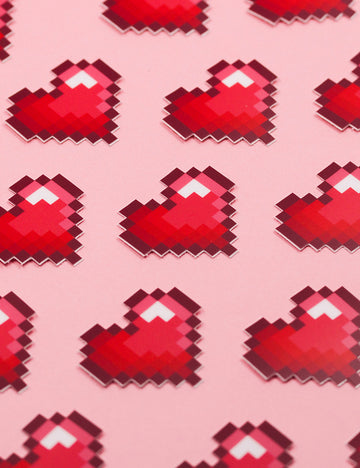 RED PIXEL HEART STICKERS