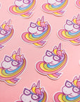 Geeky unicorn clear vinyl sticker