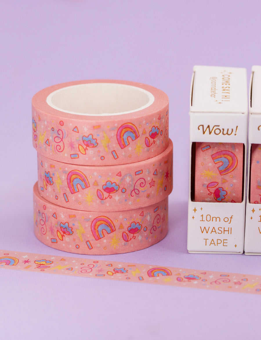 Squiggles flowers & rainbows washi tape