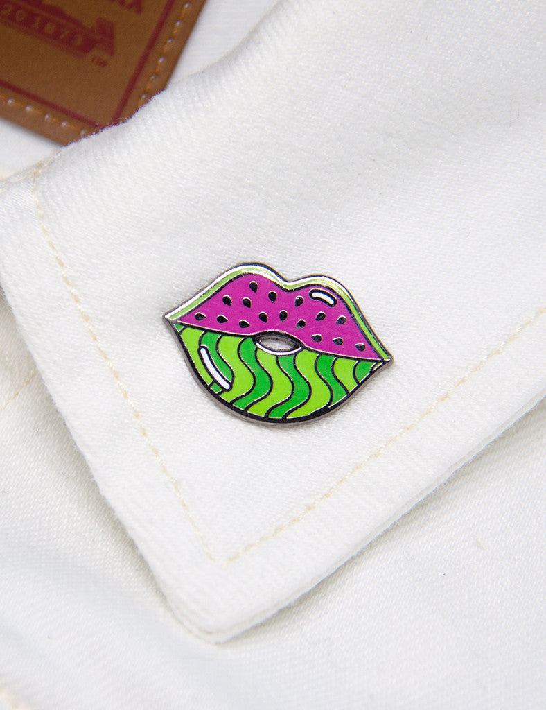 WATERMELIPS PIN - BLACK NICKEL & PINK