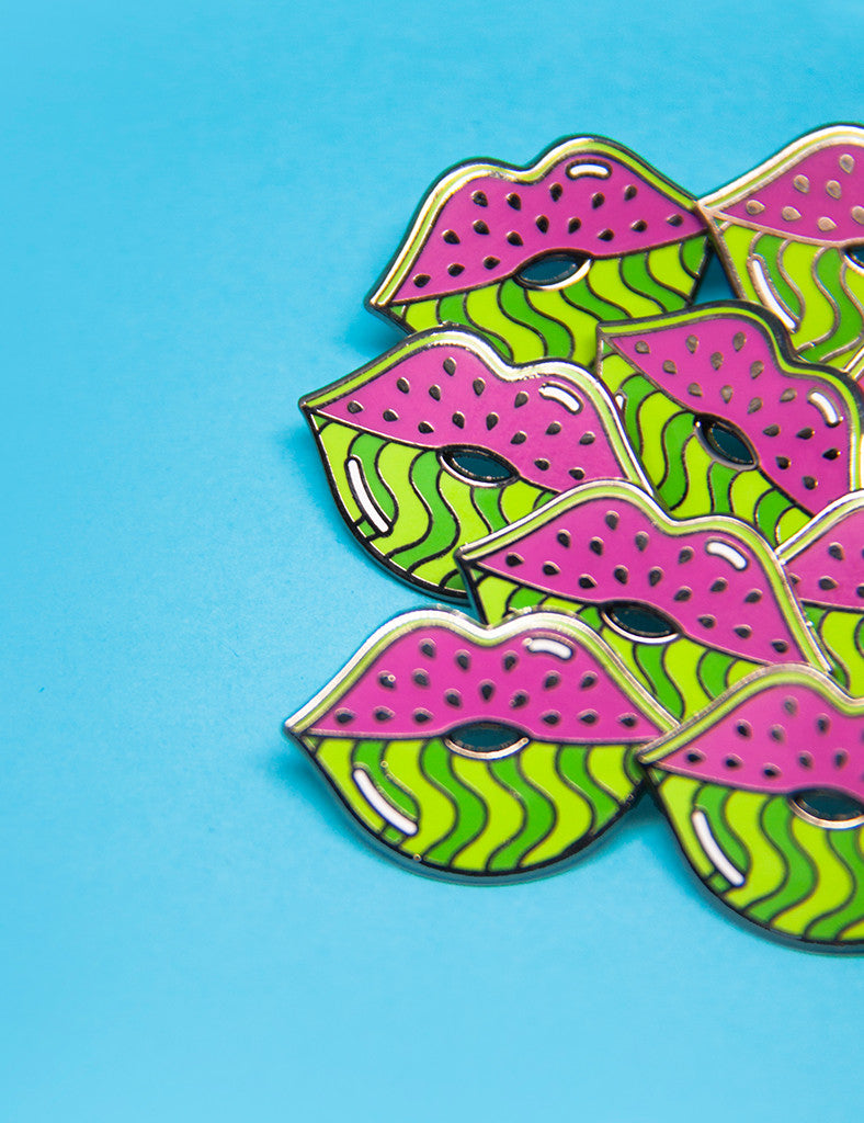 WATERMELIPS PIN - BLACK NICKEL & PINK