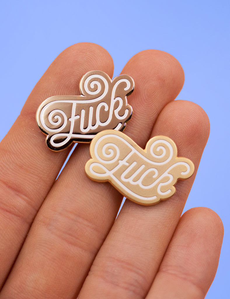 FUCK PIN - White & Matte Gold