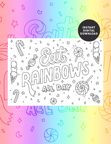Eat rainbows Colouring sheet