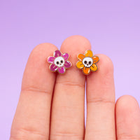 Skull flower pin set