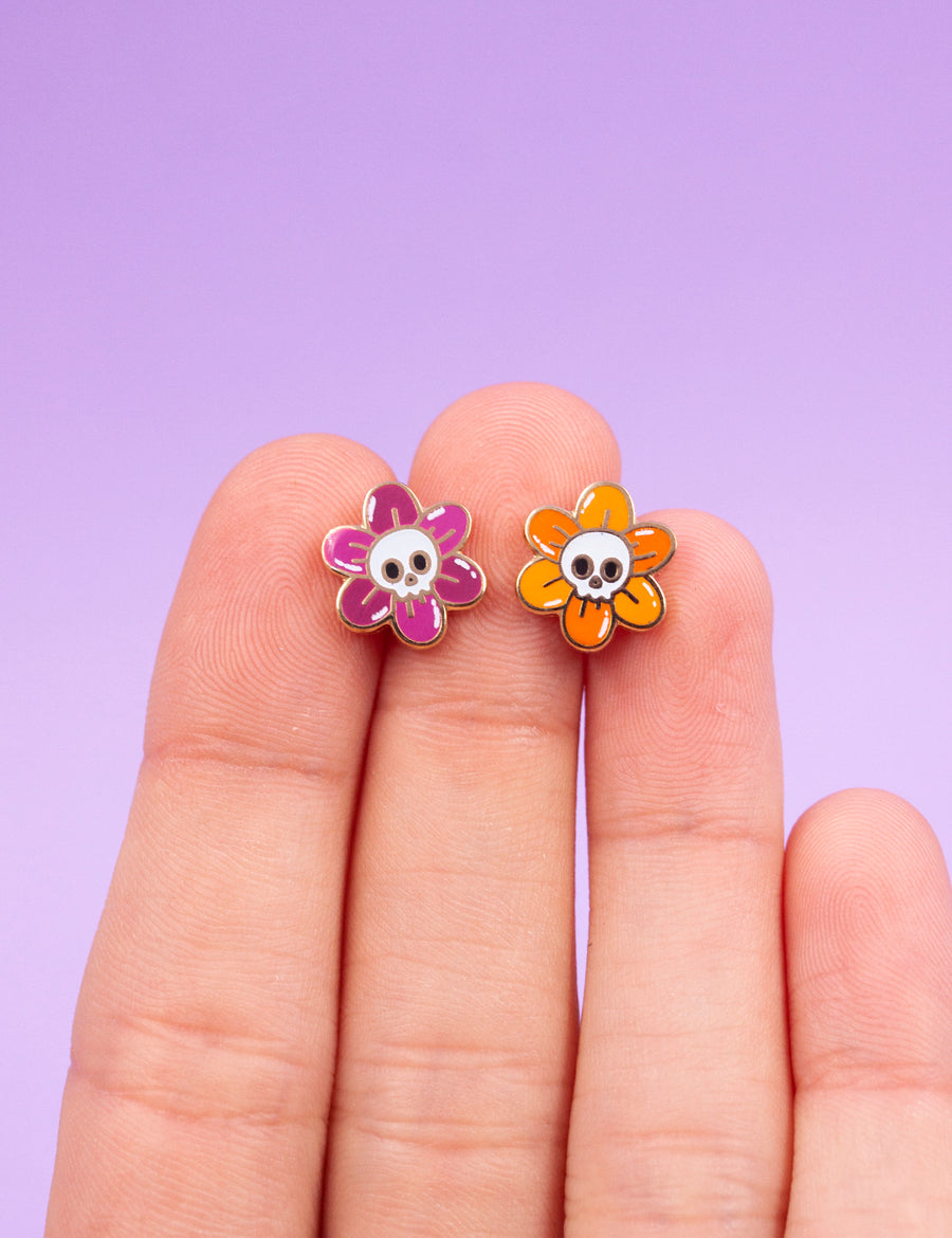 Skull flower pin set
